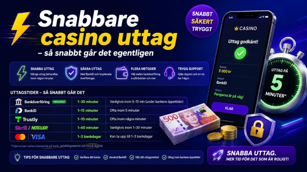 Snabbare casino uttag – så snabbt går det egentligen